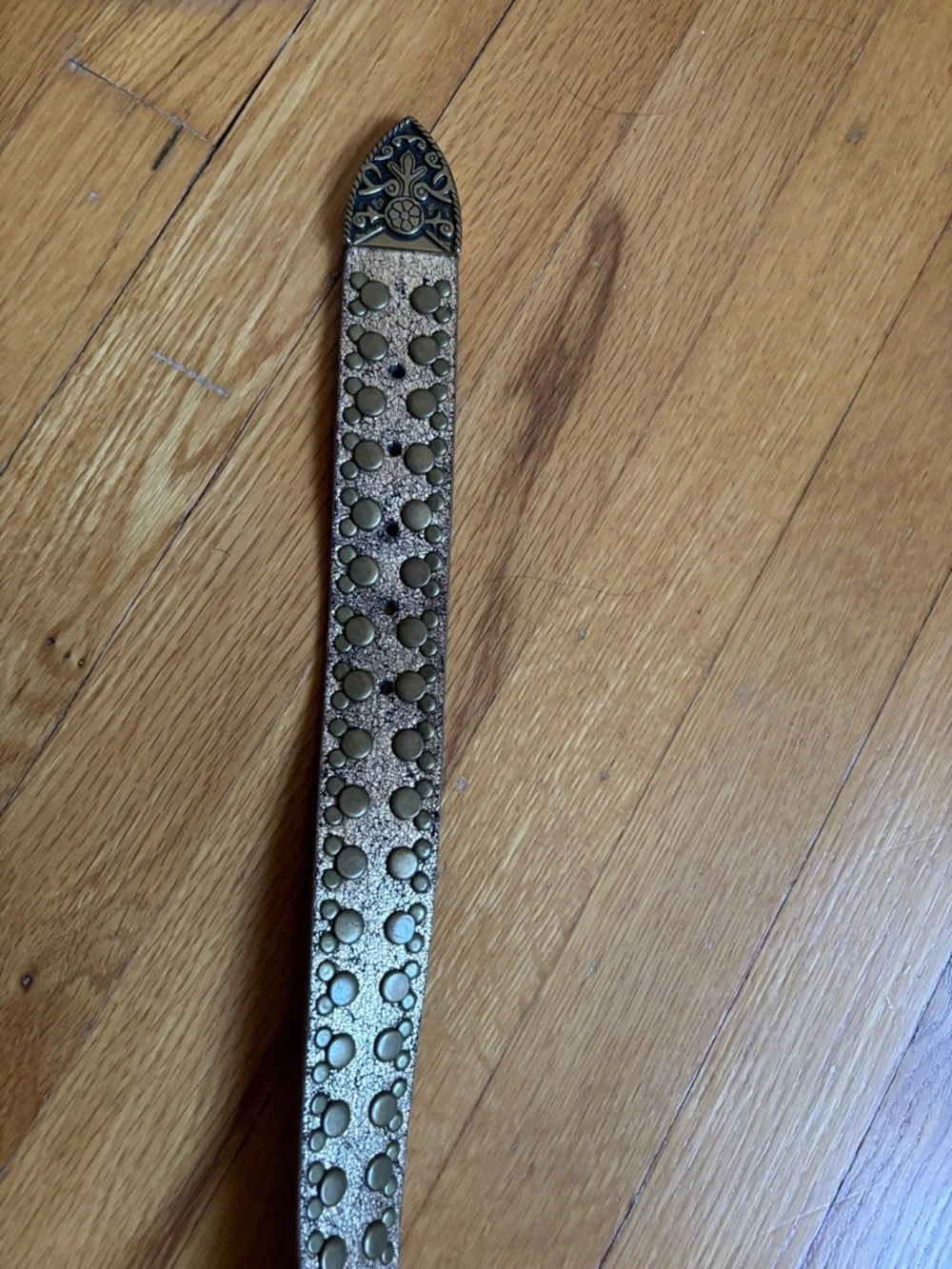 Embellished Metallic Brown Floral Buckle Belt